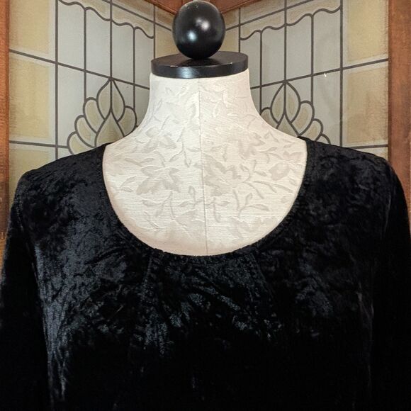 J. Jill Crushed Velvet Black Long Sleeve Blouse Top Size S - Picture 4 of 9